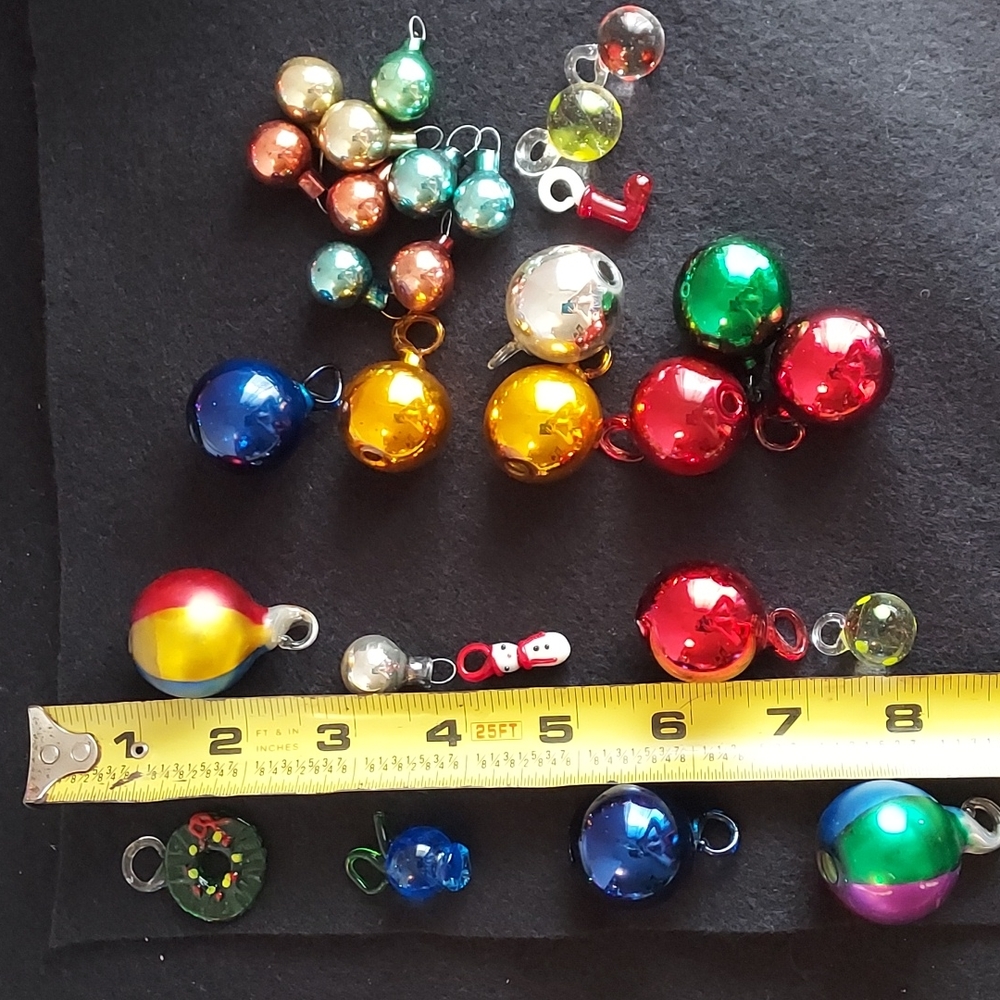 28pc Lot of Vintage Mini Christmas Tree Ornaments Blown Glass & Glass - Picture 4 of 6